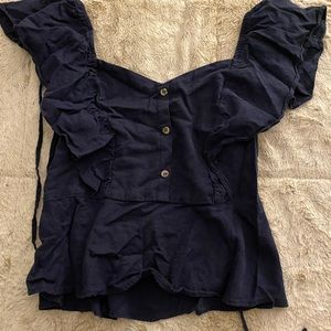 BP Nordstrom Fitted Button Blouse in Navy
